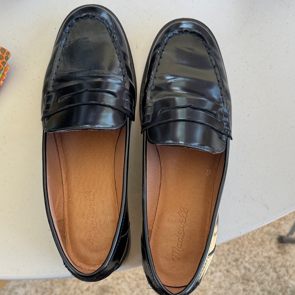 Madewell Black Patent Leather Penny Loafers